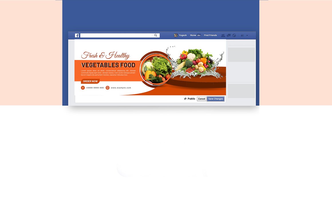 Facebook page with a picture of vegetables on it.