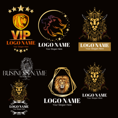 Lion Logo Bundles | Lion Logo Vector | Lion Logo Mockup with Transperent Background cover image.