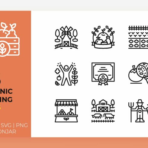 Organic Farming Icons cover image.