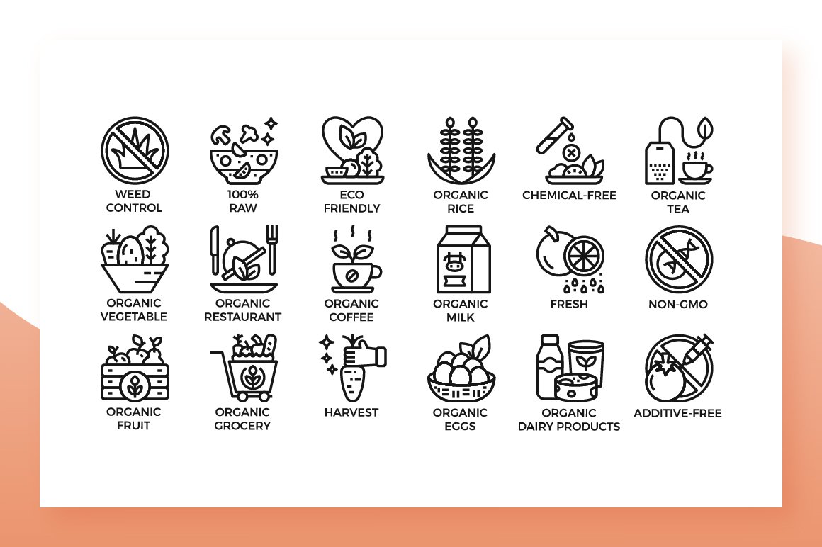 Organic Farming Icons preview image.