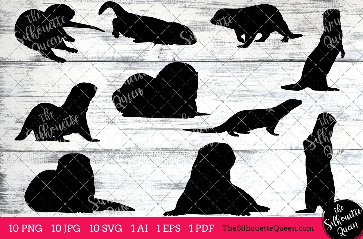Otter Silhouette Vector Graphics preview image.
