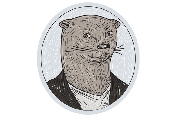 Otter Head Blazer Shirt Oval Drawing cover image.