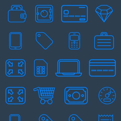 Outline Finance and Shopping Icons cover image.