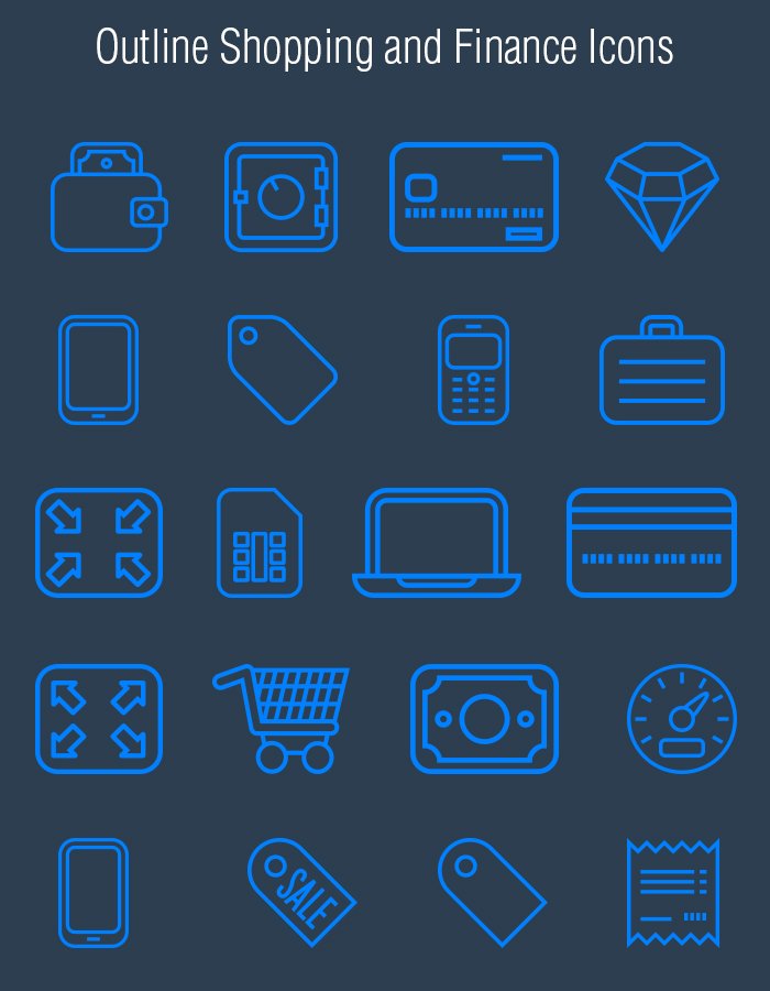Outline Finance and Shopping Icons cover image.