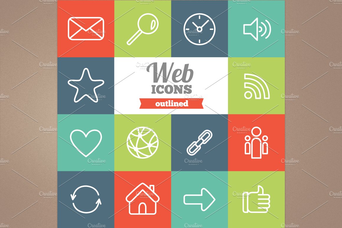 Outlined web icons cover image.