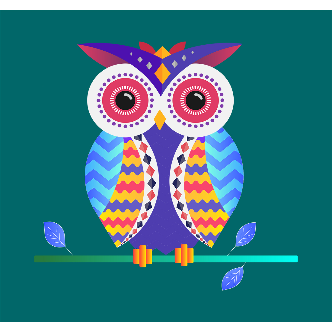 Majestic Owl Colorful Stylized Illustration just in 15$ preview image.