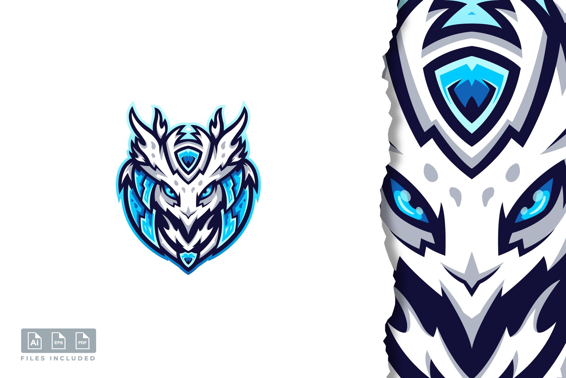 Owl head E-sport logo design cover image.