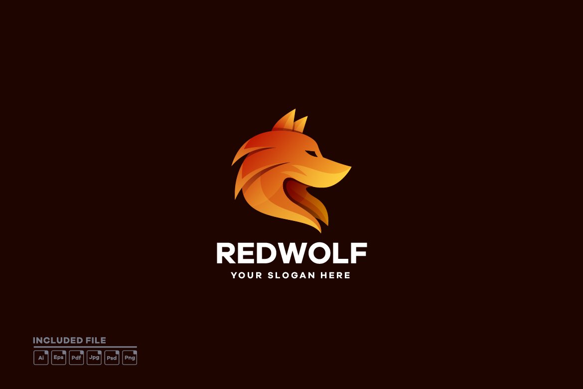 Wolf Illustration Gradient Logo cover image.