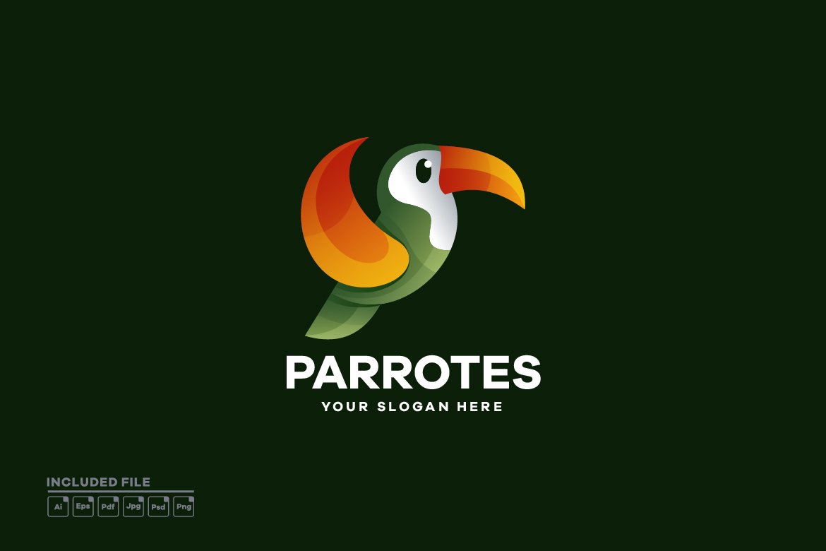 Vector Parrot Gradient Fauna Logo cover image.