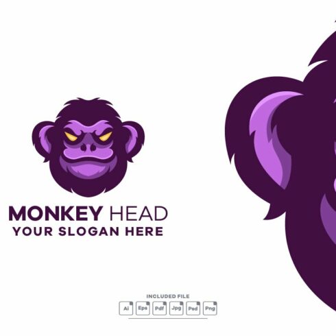 Monkey Head Mascot Logo Template cover image.