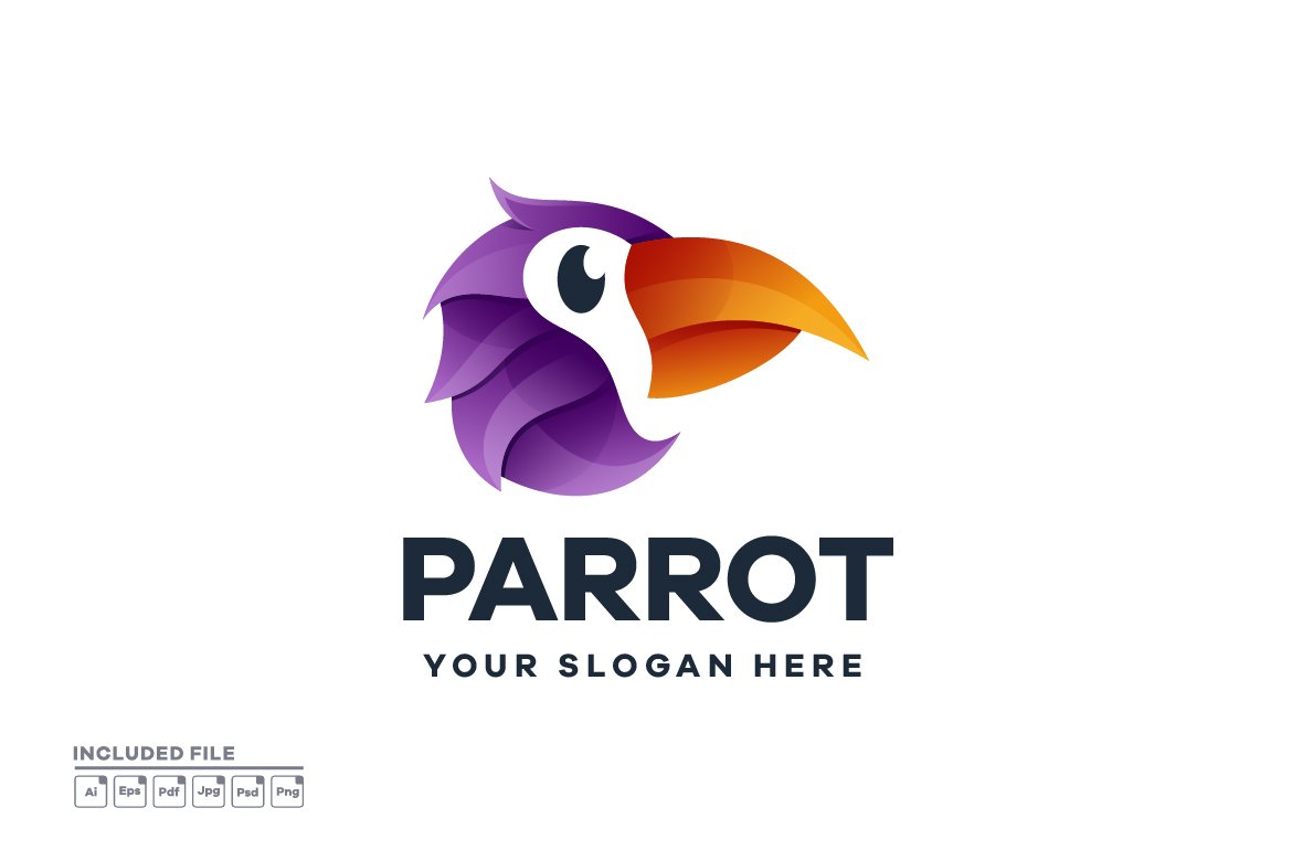 Bird Parrot Gradient Logo Template cover image.