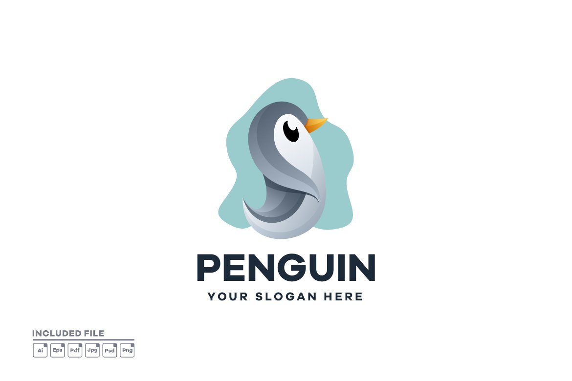 Gradient Penguin Illustration Logo cover image.