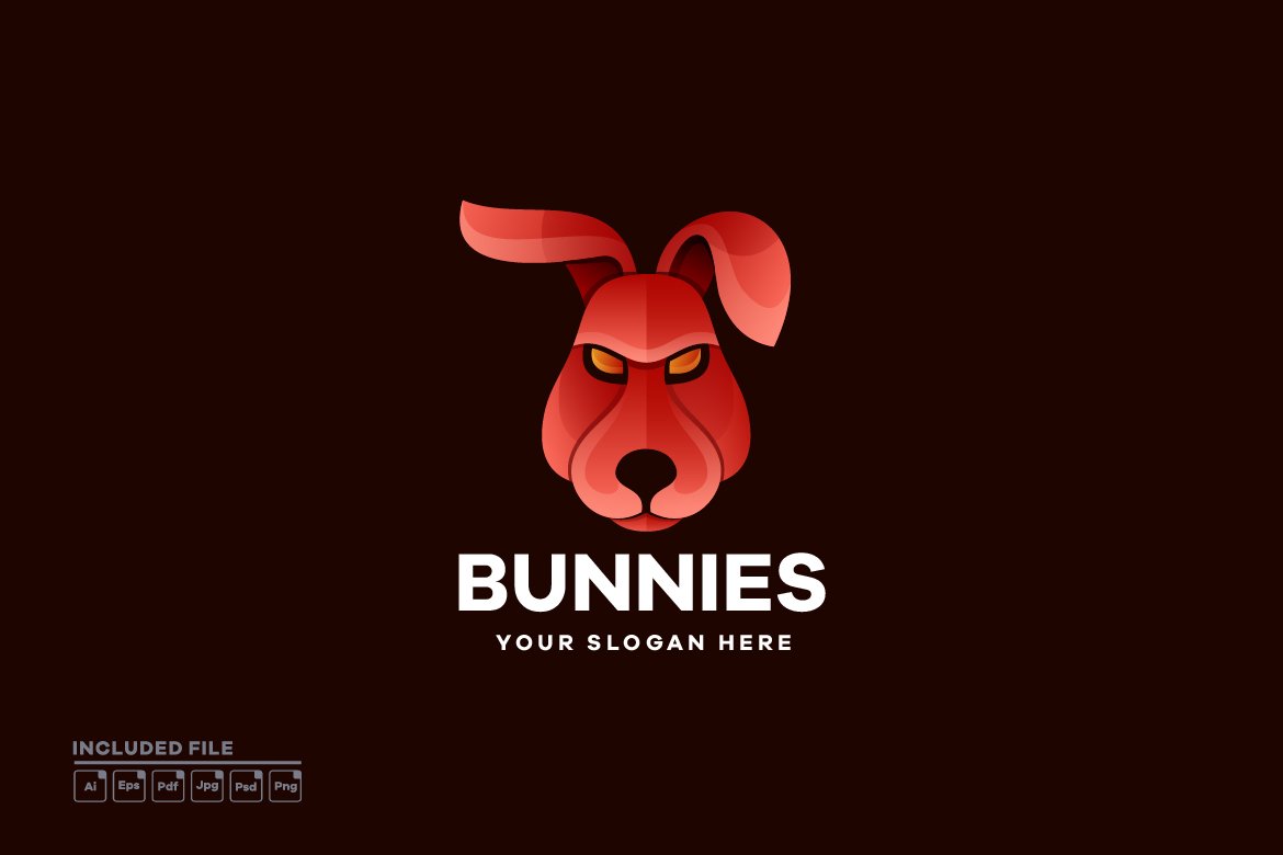 Rabbit Illustration Gradient Logo cover image.