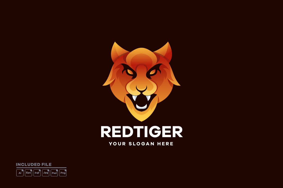 Tiger Mascot Gradient Colorful Logo cover image.