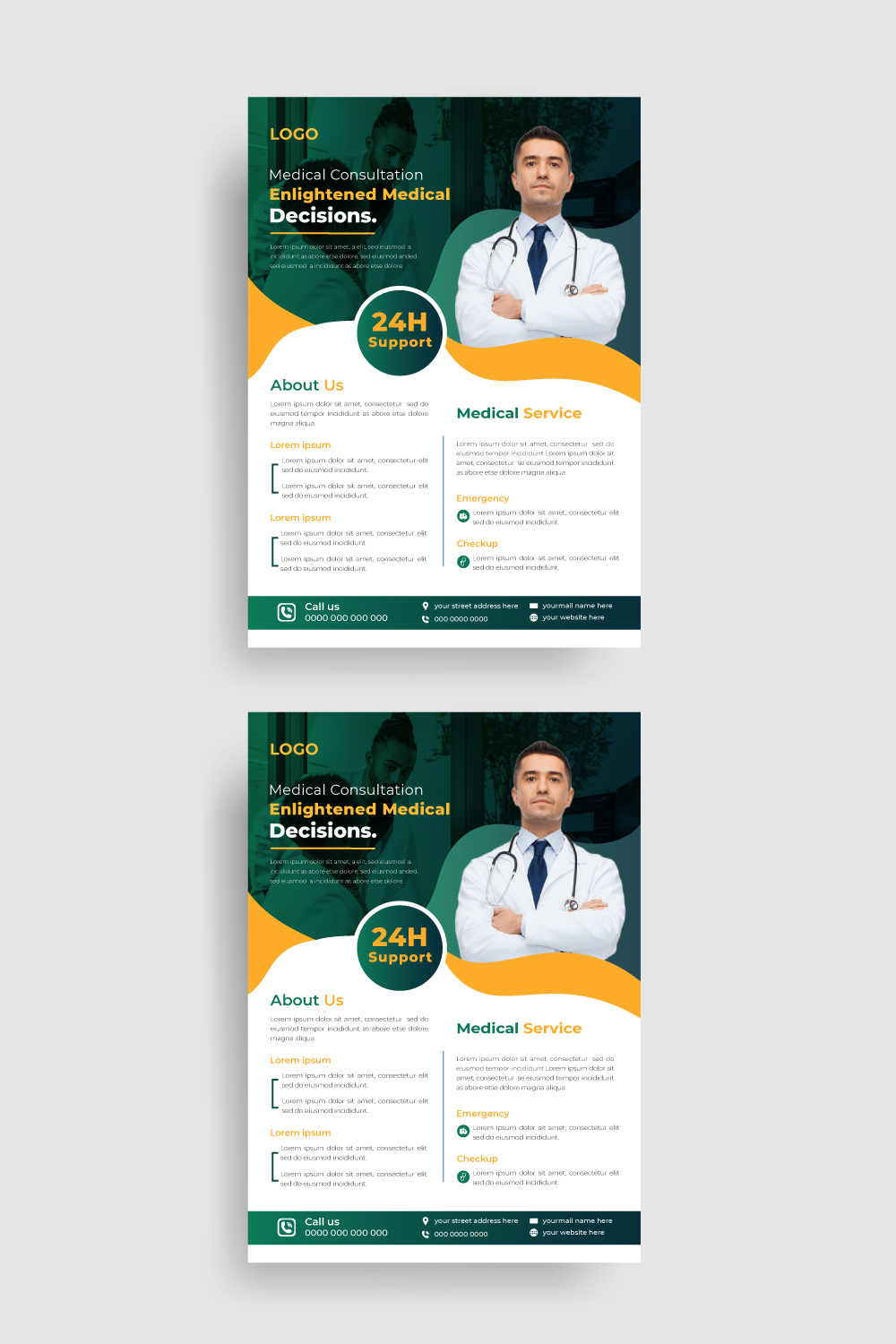 Creative medical flyer design template pinterest preview image.