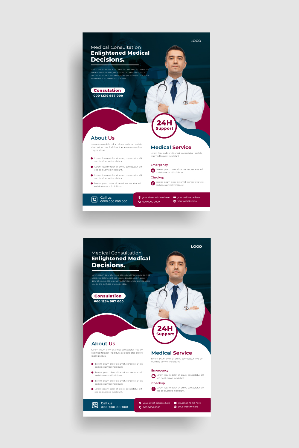 simple medical flyer design template pinterest preview image.