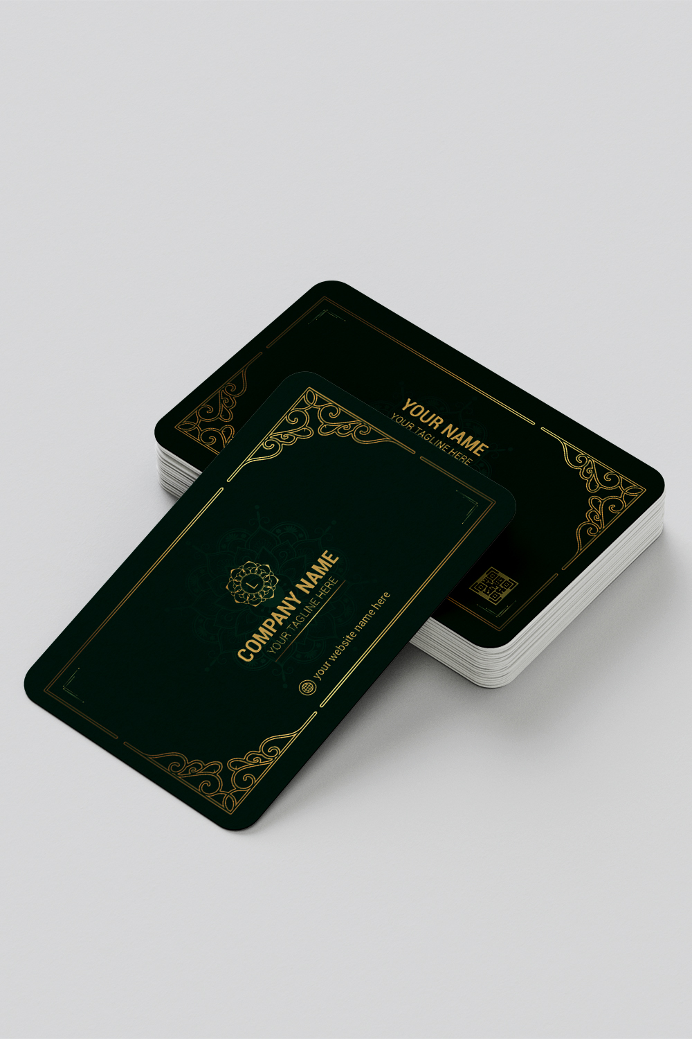 luxury mandala design with gold border green color corporate business card template pinterest preview image.