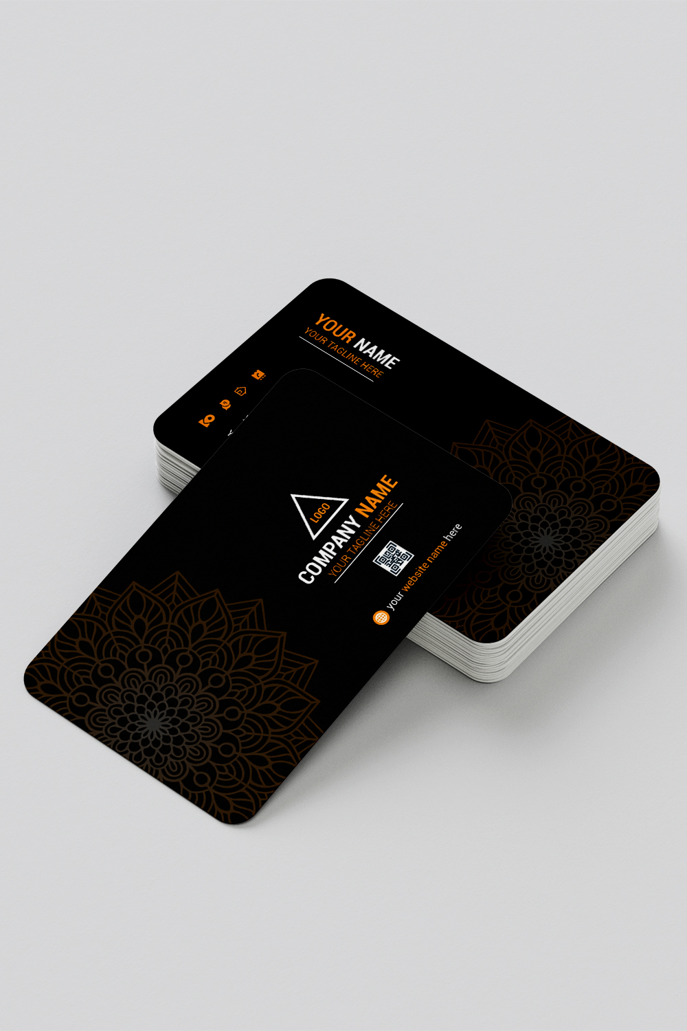 luxury mandala design black color corporate business card template pinterest preview image.