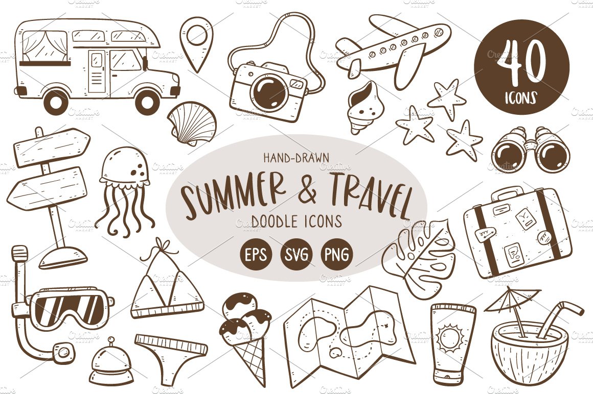 Doodle Summer Icon Set cover image.