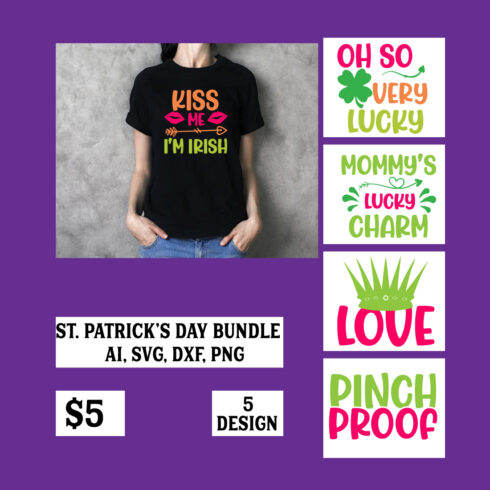 5st Patrick's day t-shirt design bundle cover image.