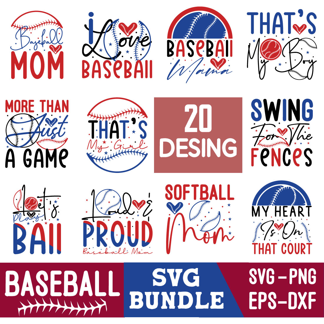 Baseball Svg Bundle cover image.
