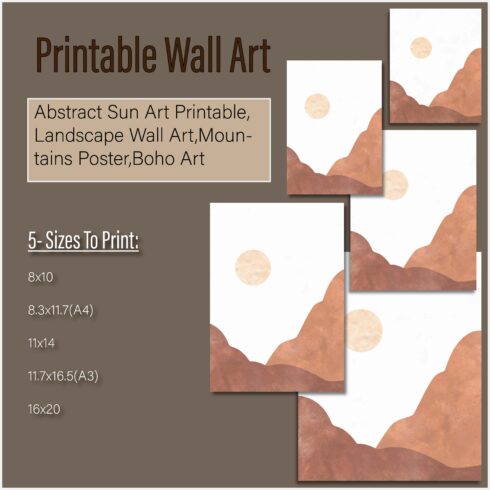 Boho Sun and Mountain Printable Wall Art cover image.