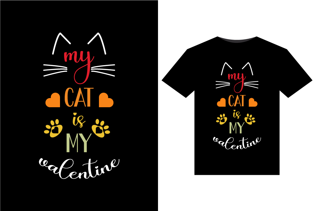 T - shirt with a cat design on the front and back of it.