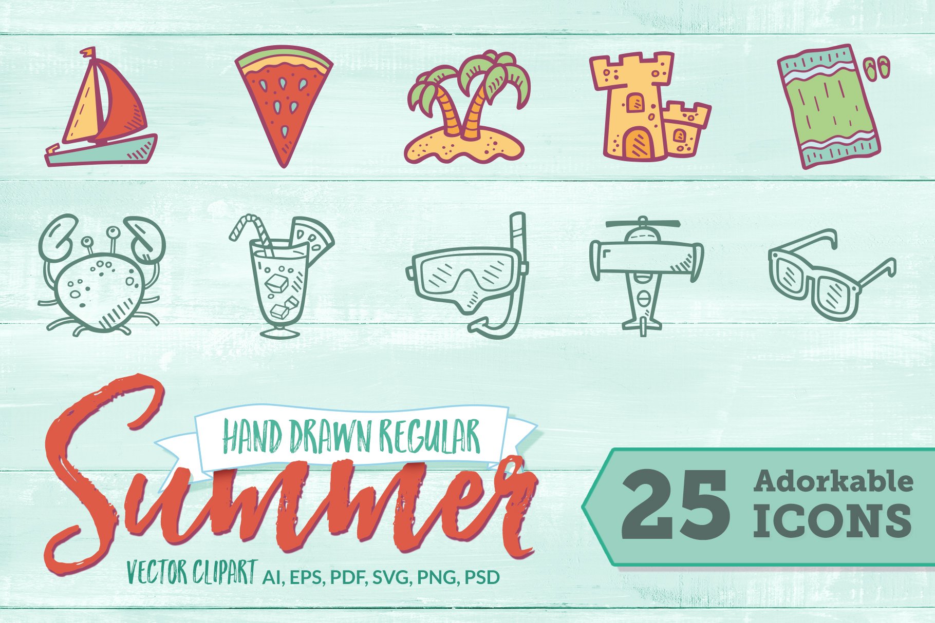 Summer Hand Drawn Icons - Regular cover image.