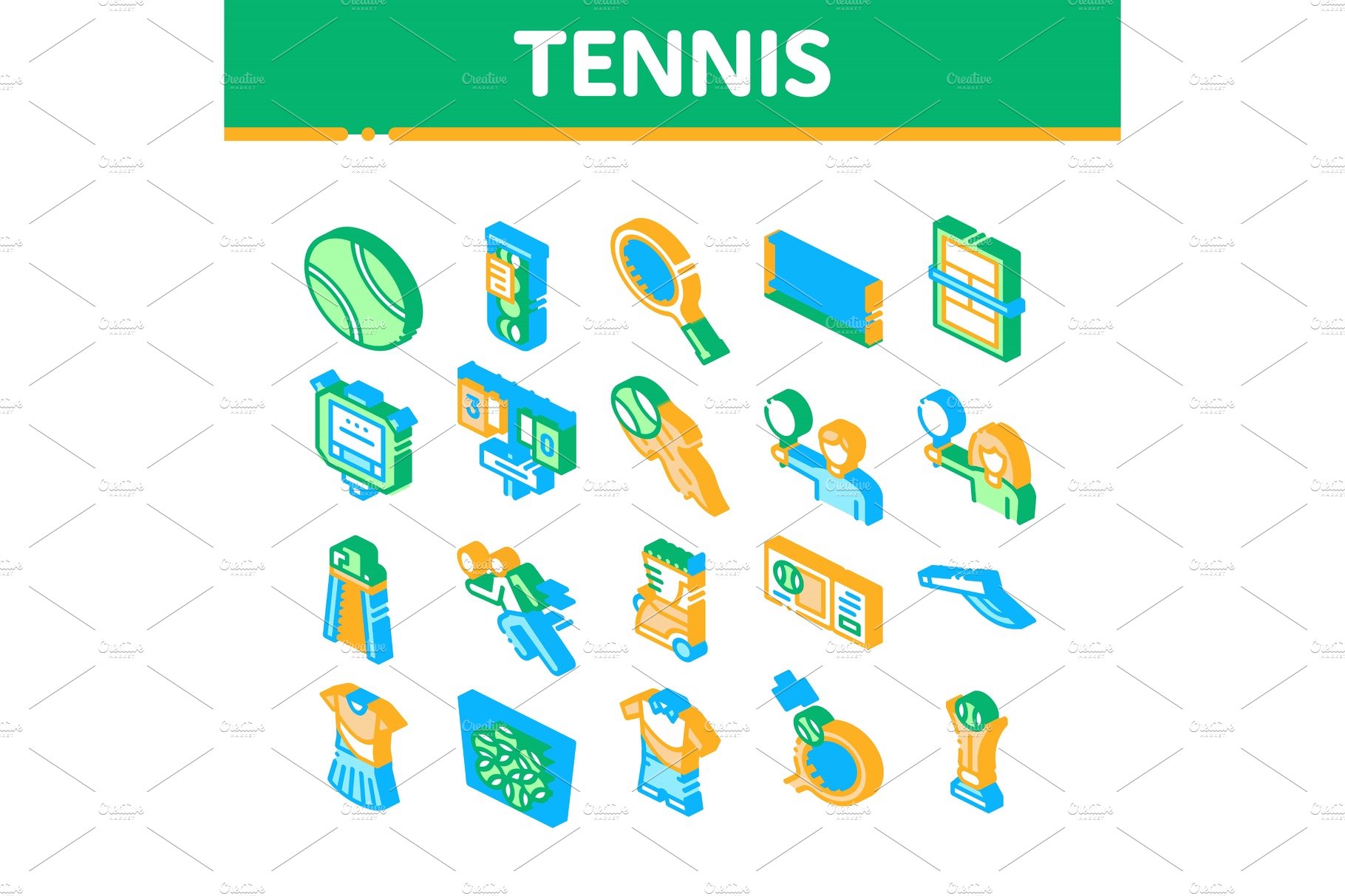 Tennis Game Equipment Isometric cover image.