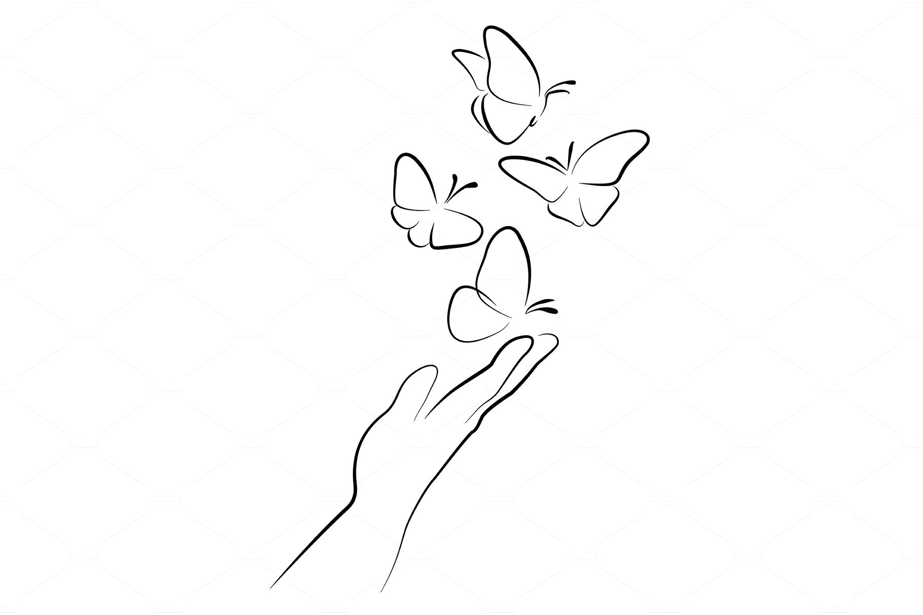 Hand with butterfly on finger. Line cover image.