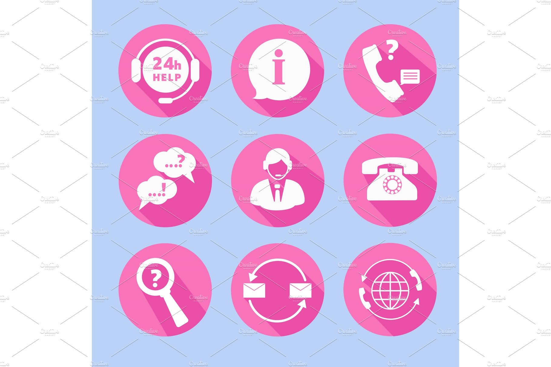 Call Center Support Icons Set cover image.