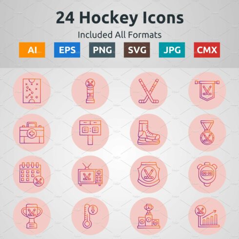 Line Gradient Circle Hockey Icons cover image.