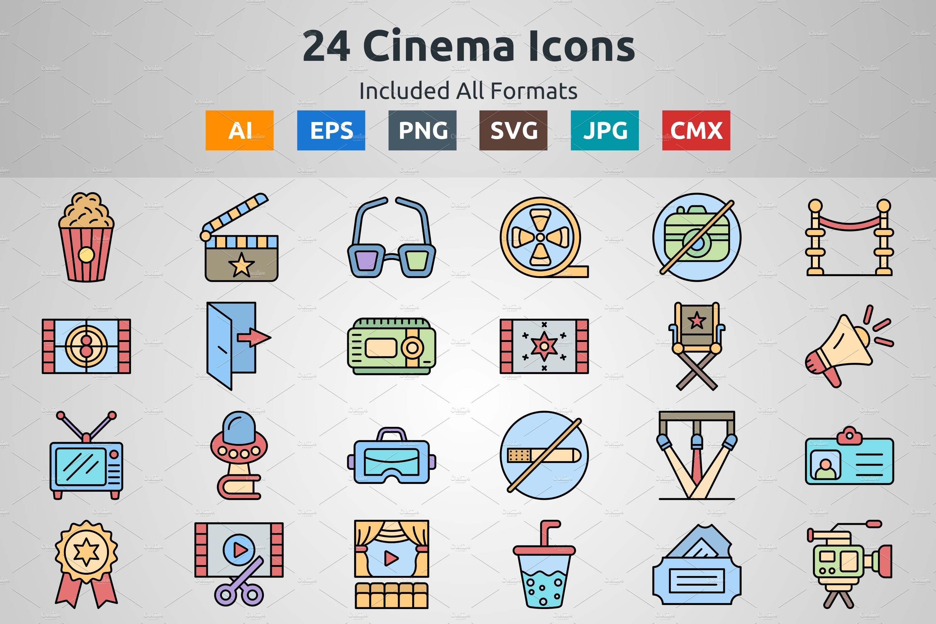 Line Filled Icon of Cinema cover image.