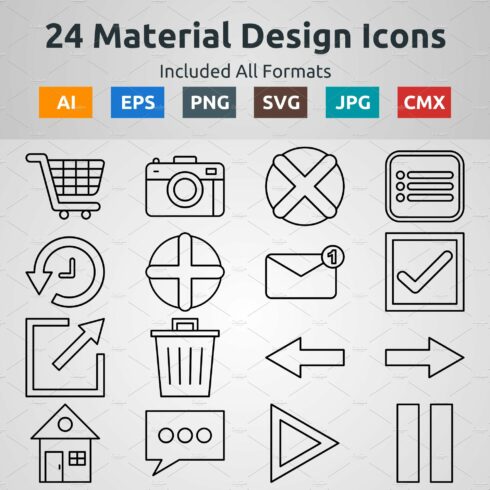 Vector line Icons of Material Design cover image.