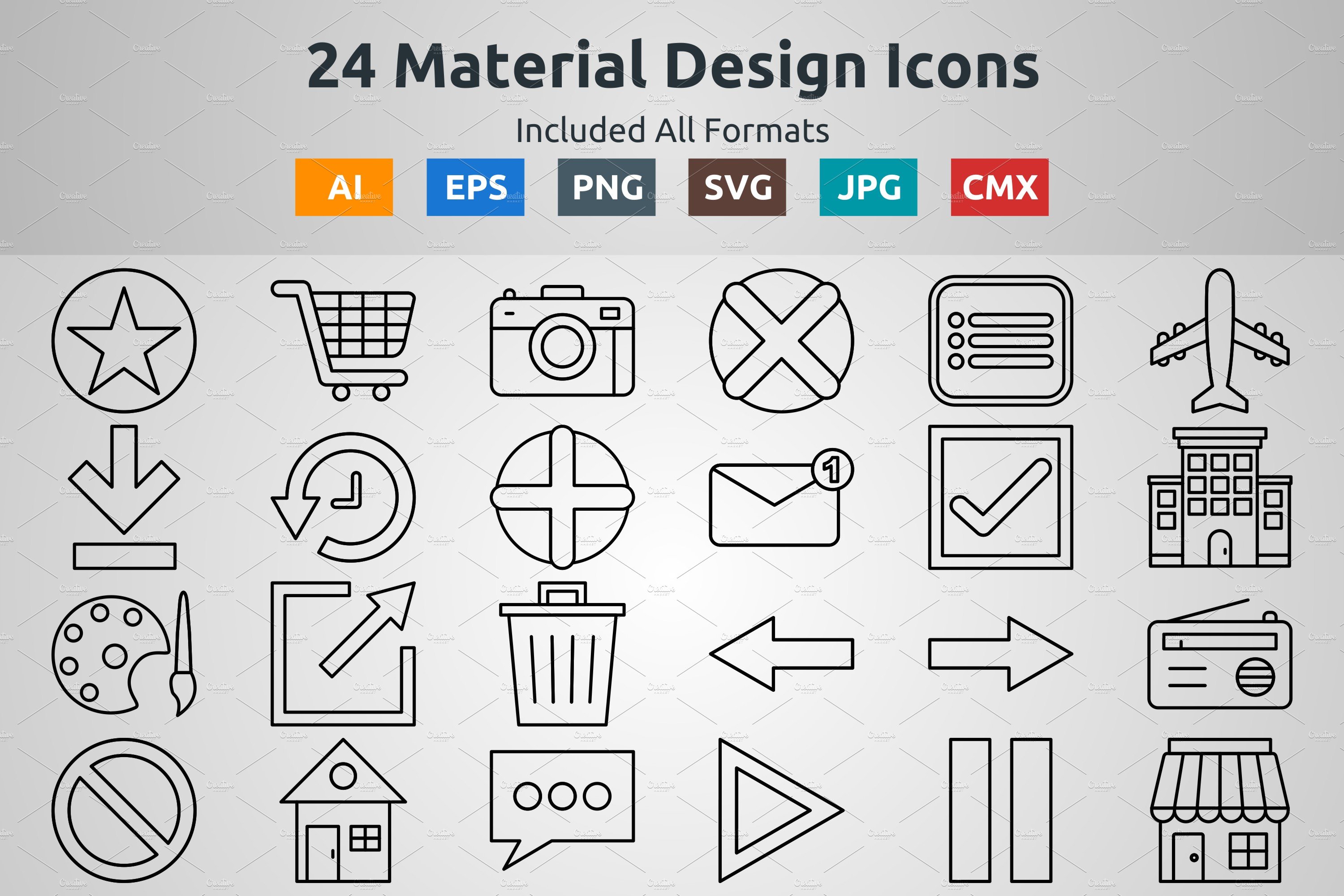 Vector line Icons of Material Design cover image.