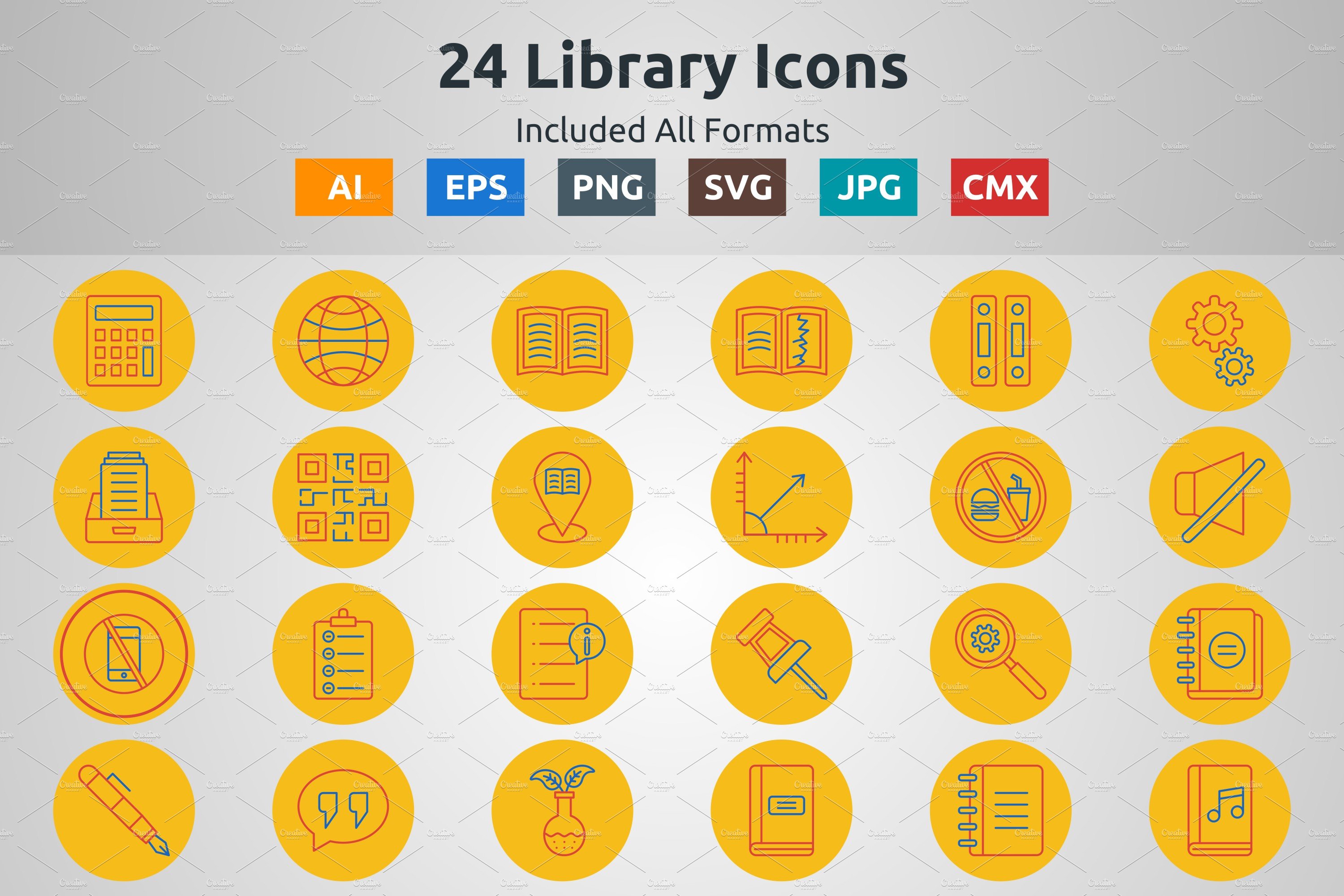 Line Two Color Circle Library icon cover image.