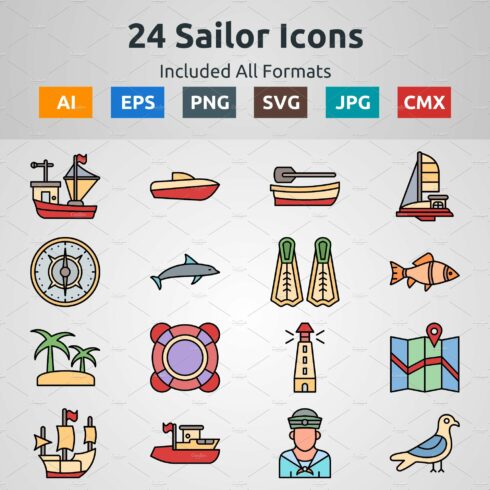Line Filled Icon of Sailor cover image.