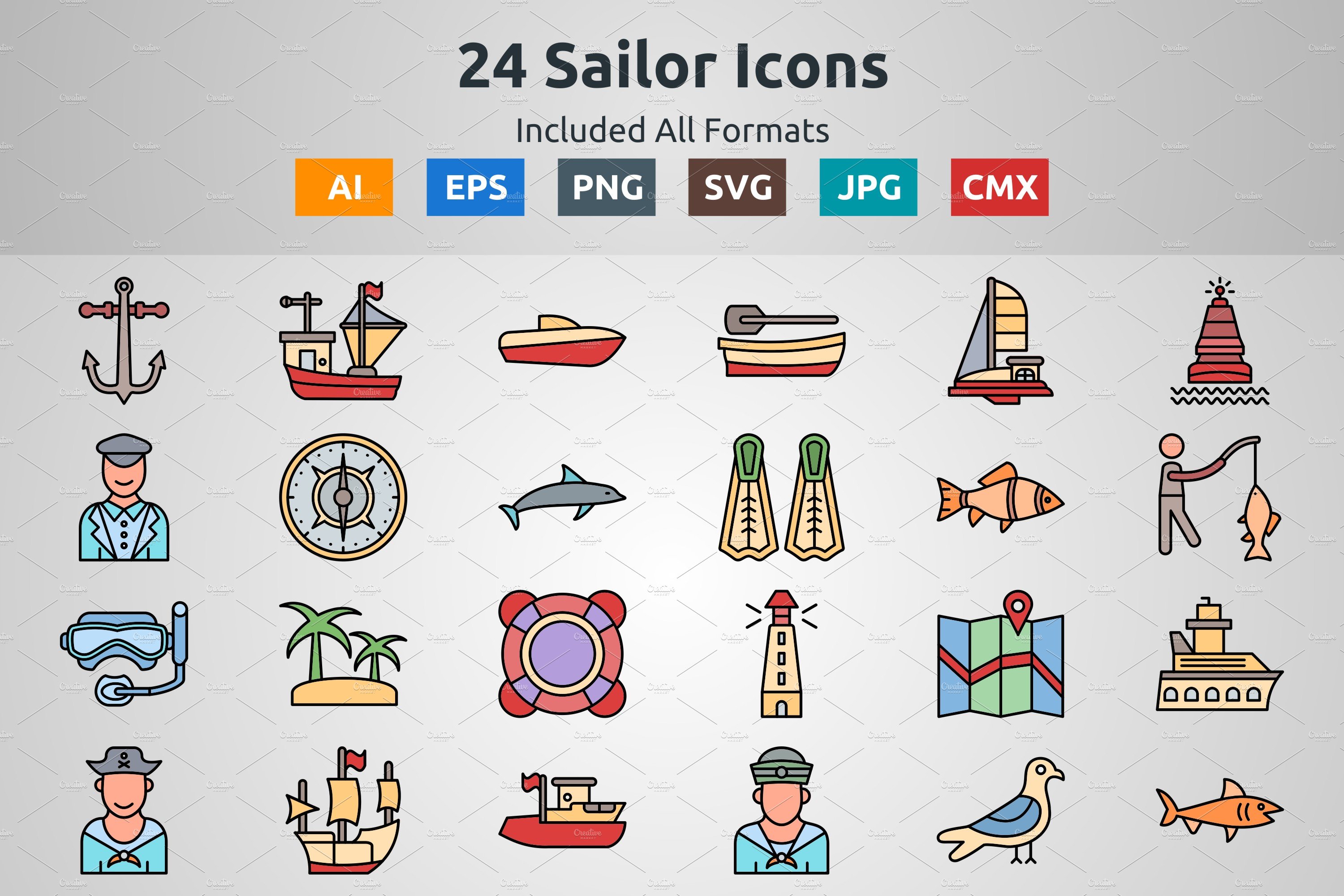 Line Filled Icon of Sailor cover image.