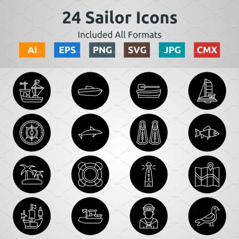 Line Circle Inverted Sailor Icons cover image.
