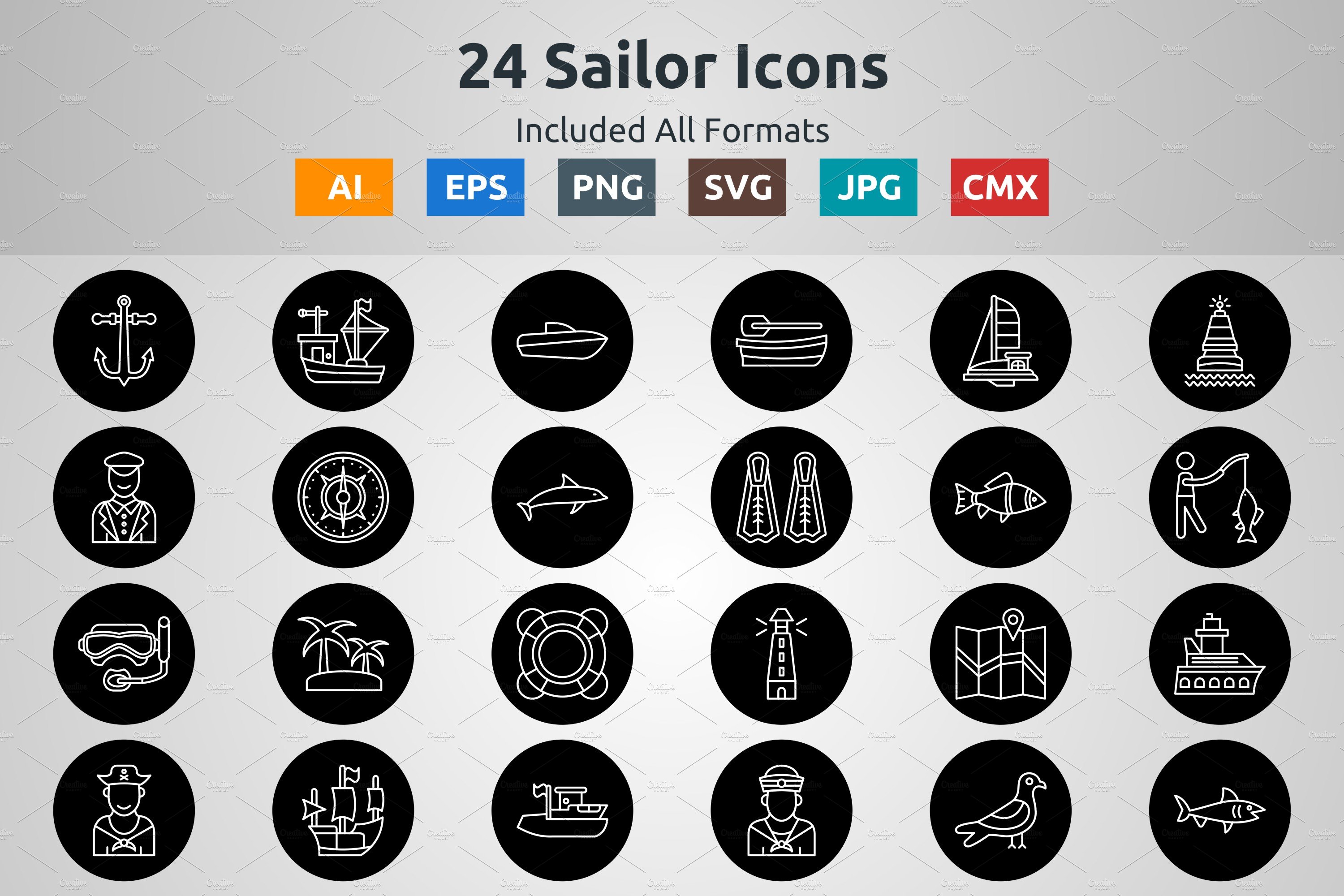 Line Circle Inverted Sailor Icons cover image.