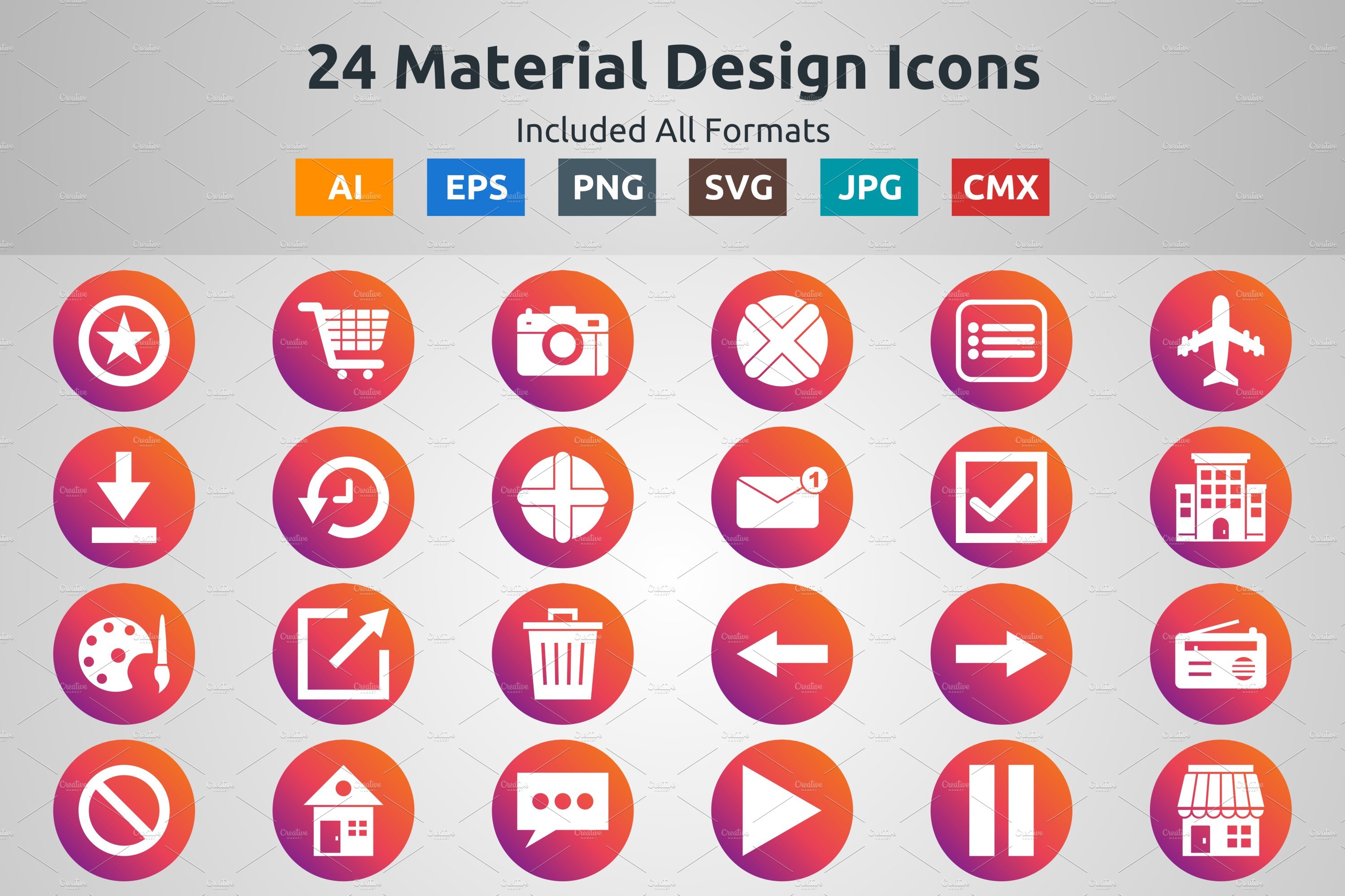 Glyph Circle Gradient Material Icons cover image.