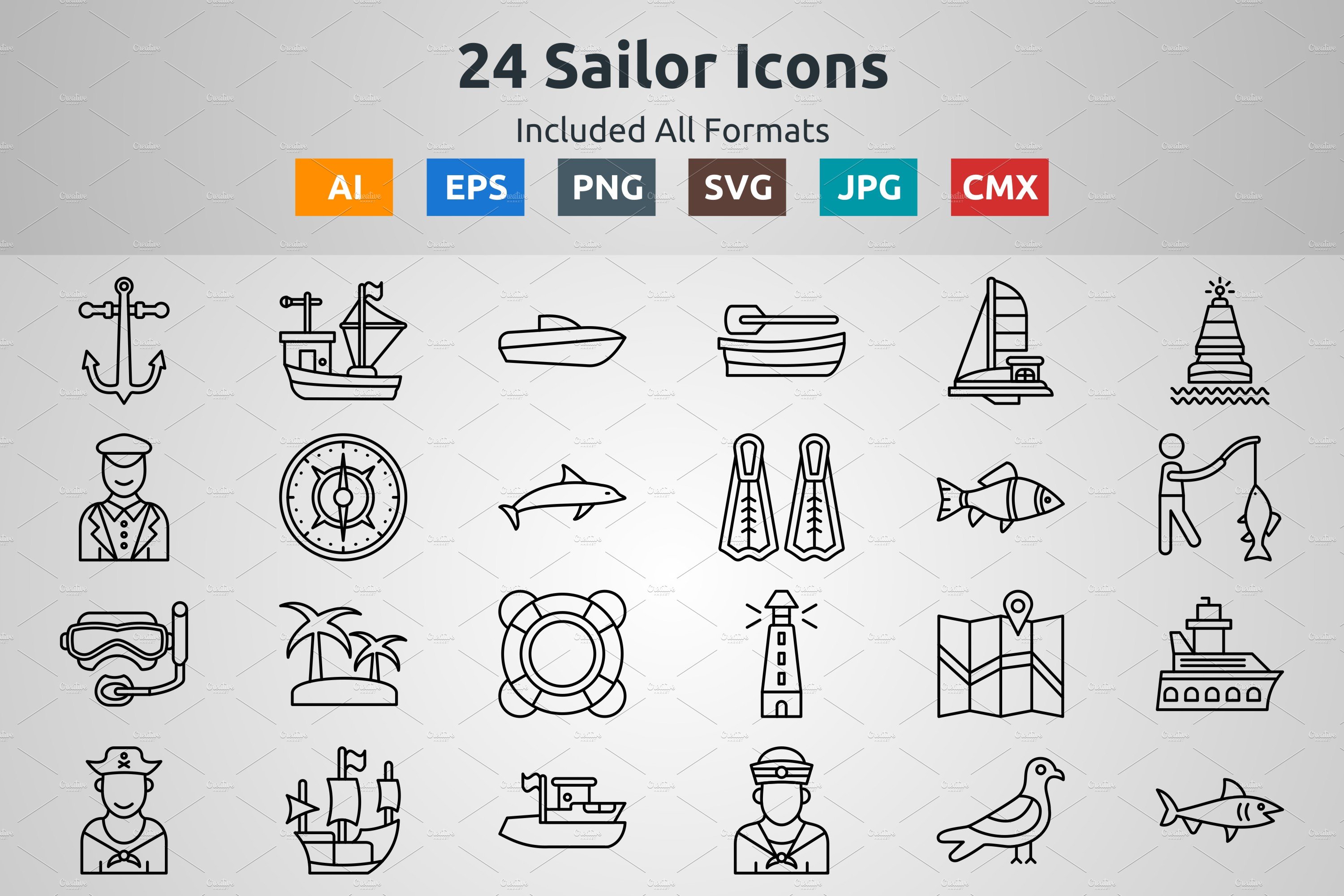 Vector Outline Icons of Sailor cover image.