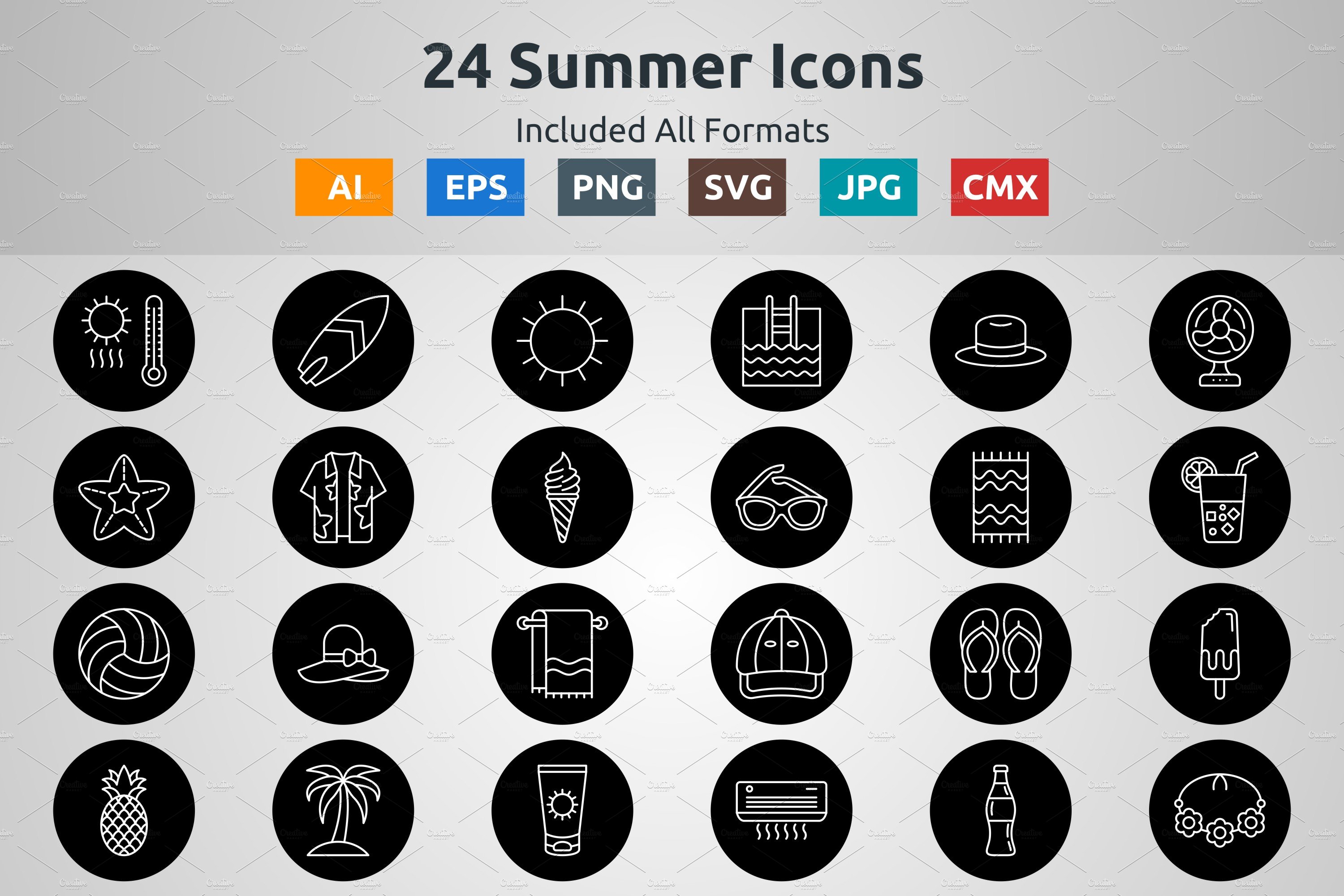 Line Circle Inverted Summer Icons cover image.