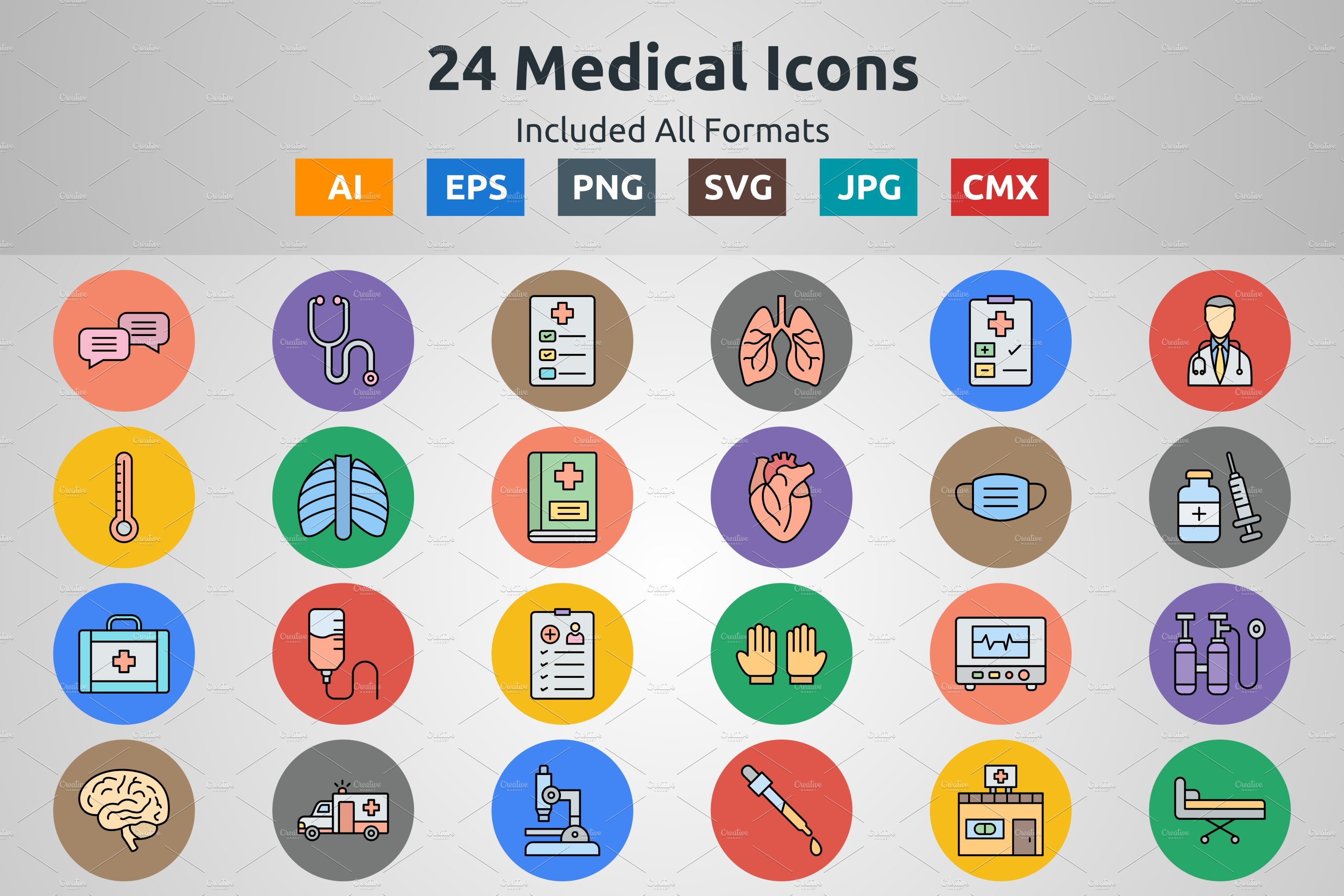 Line Filled Circle Icon of Medical cover image.