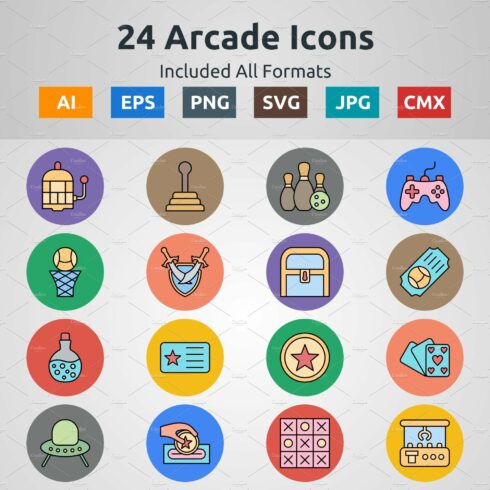Line Filled Circle Icon of Arcade cover image.