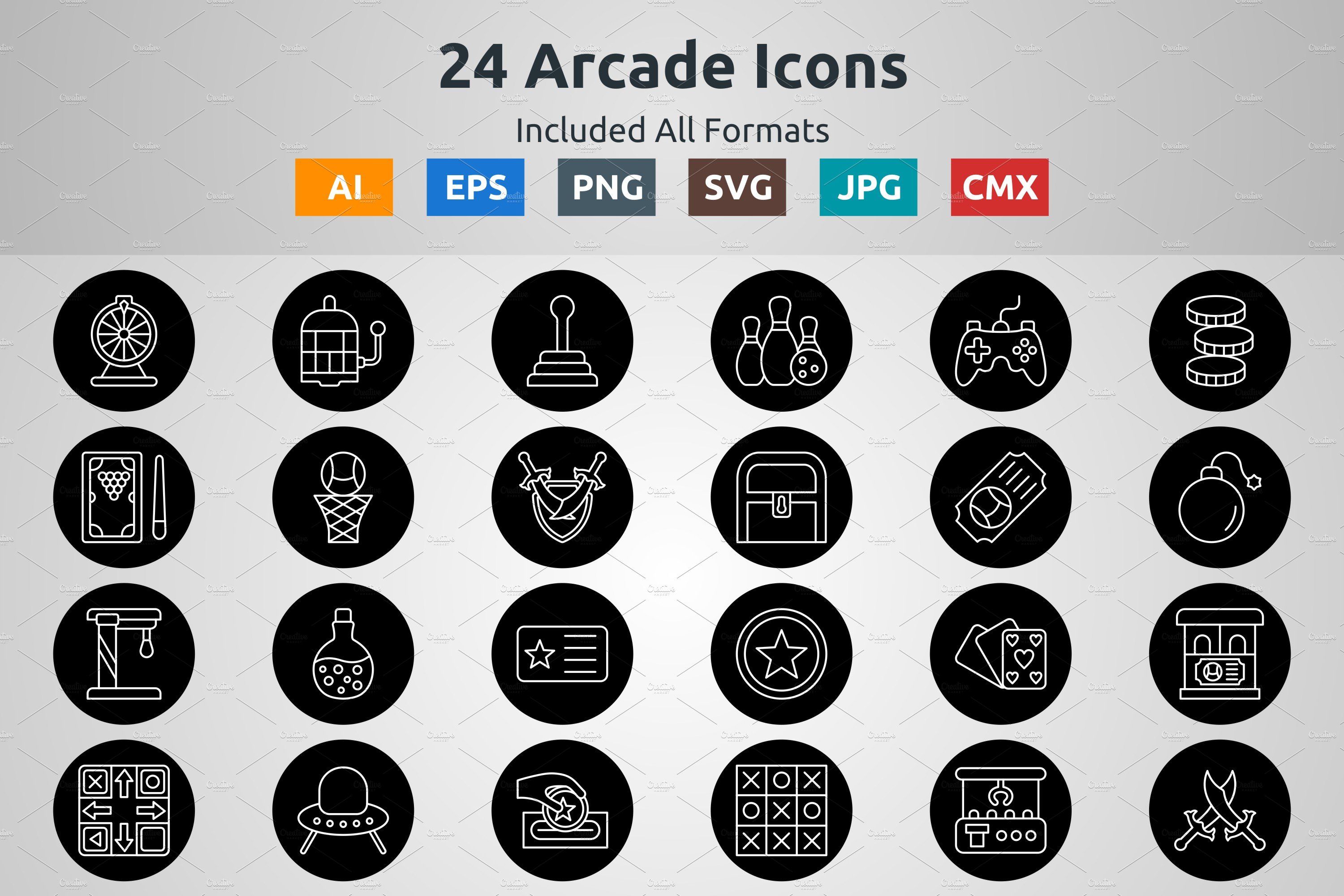 Line Circle Inverted Arcade Icons cover image.