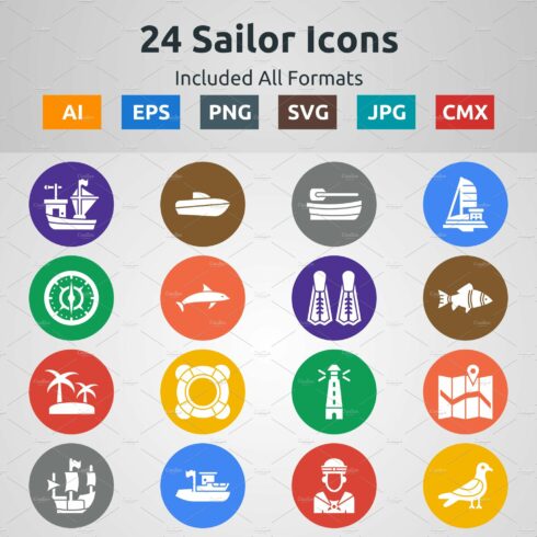 Glyph Circle Icon of Sailor cover image.