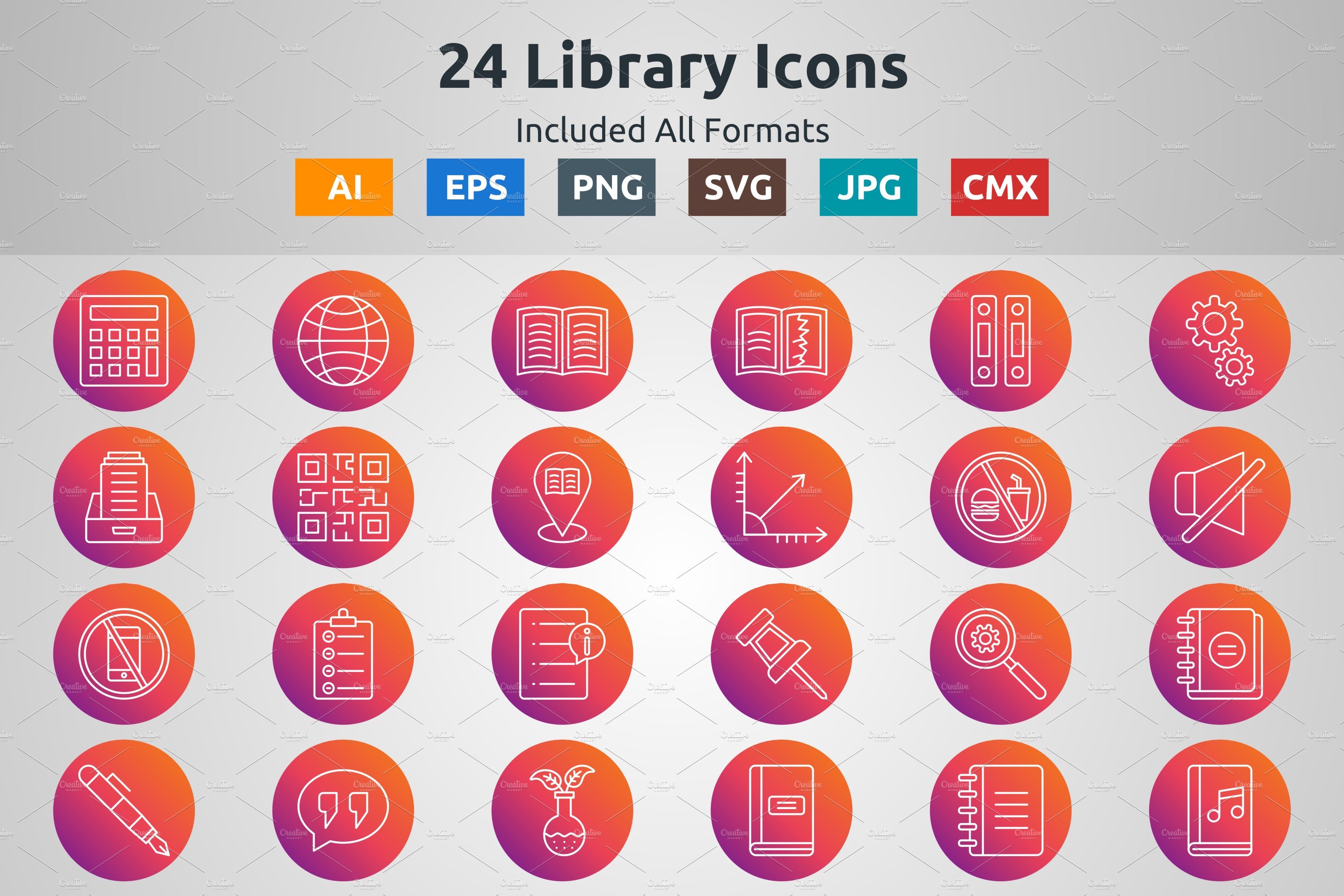 Line Circle Gradient Library Icons cover image.