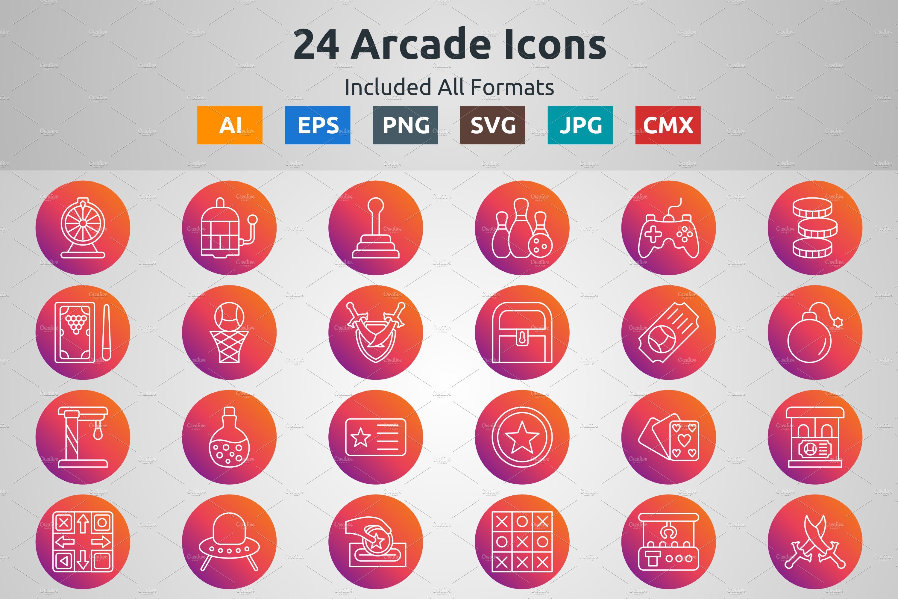 Line Circle Gradient Arcade Icons cover image.