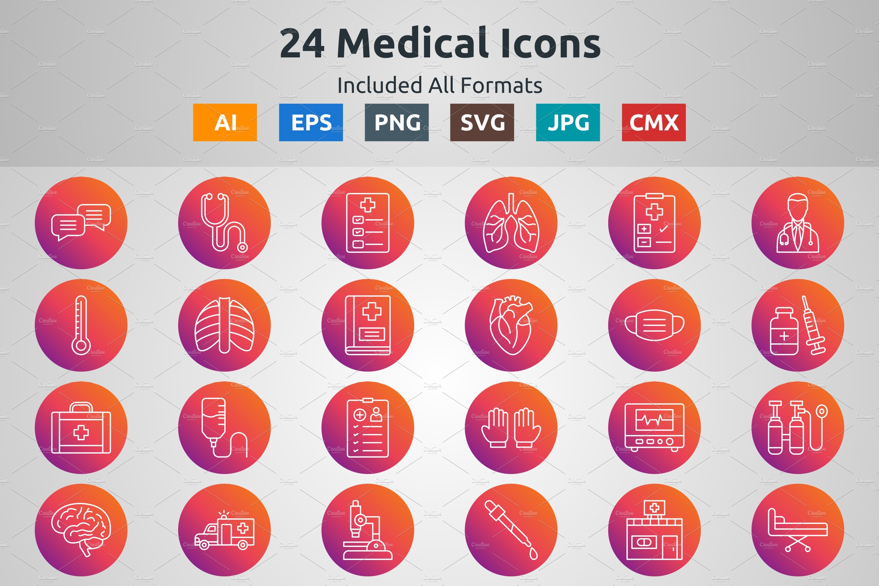 Line Circle Gradient Medical Icon preview image.